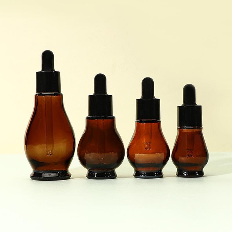 

Brown Glass Essential Oil Bottles: 20ml, 30ml Gourd, 50ml Spray, 10ml Dropper, Customizable Decanters. 10ml (432 per box); Amber; Glass