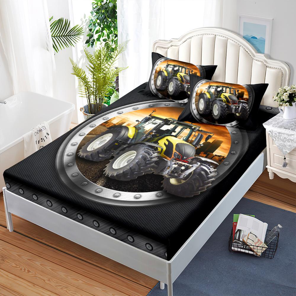 Automobil Offroad Baufahrzeug Matratze Dreiteiliges Set, Bettbezug, Kissenbezug, Staubmatratzenschutz