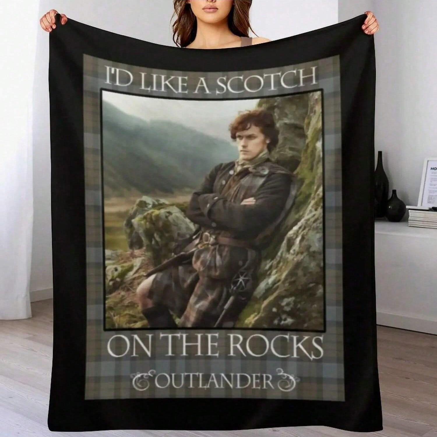 Outlander On Starz T-ShirtId Like A Scotch On The Rocks Throw Blanket Multi-Purpose Sofa Decorative Sofas Blankets S разноцветный