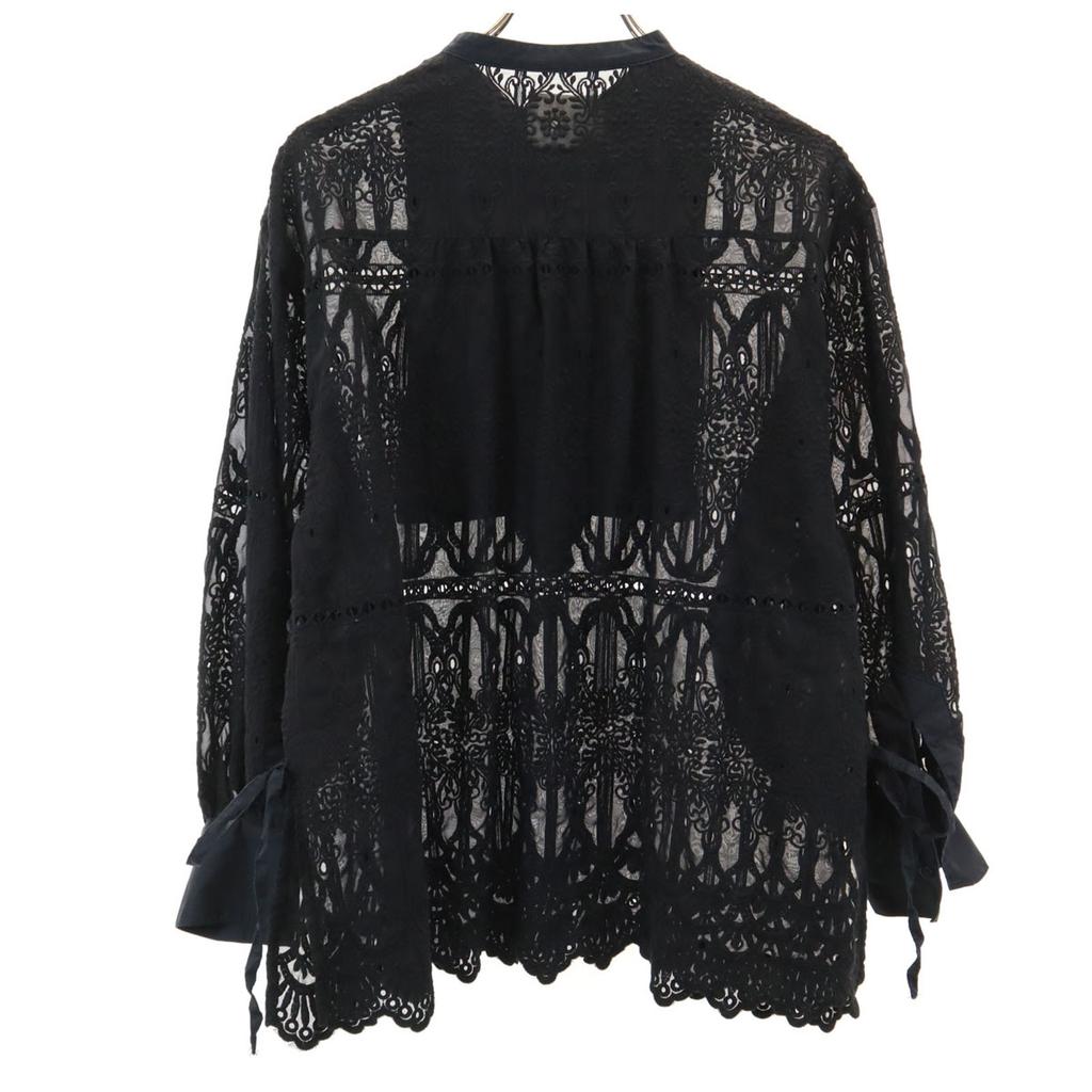 AMERI UNDRESSED Embroidery Long Sleeve See-through Stand-up Collar Shirt Women Used