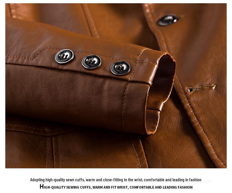 Herrjacka i läder i koreansk stil, smal passform - Stilfullt ytterplagg för vår/höst, motorcykelmode