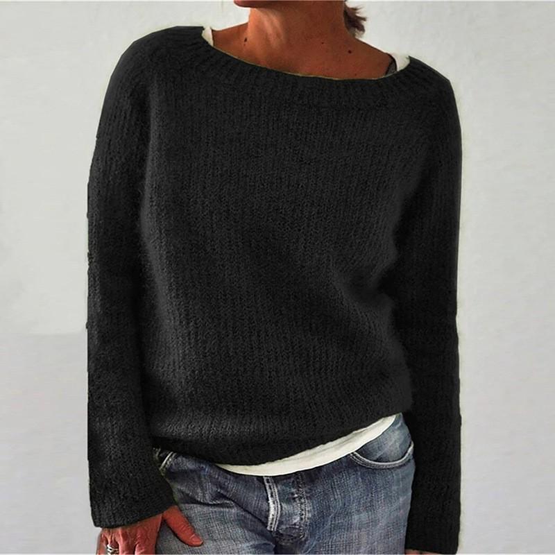 Women's Color Block Round Neck Loose Fashion Sweater - Hot Sale