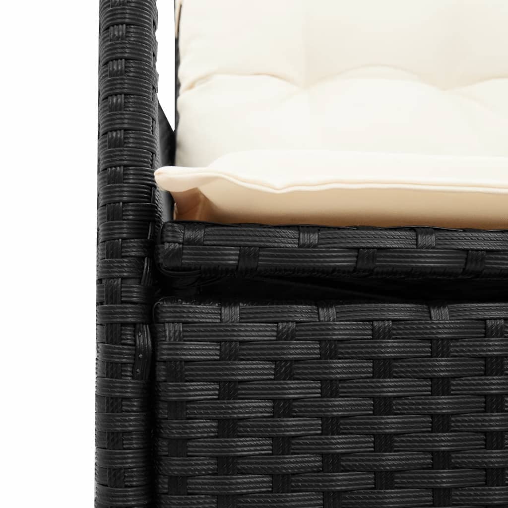 Vidaxl 7-Cz. Garden Furniture Set With Cushions, Black, Poly Rattan