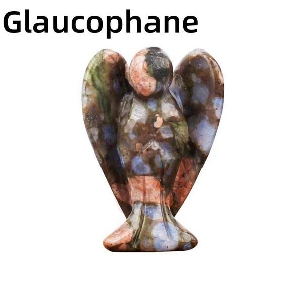 Statue d'ange de 1,5 pouce en pierre sculptée en cristal de jade naturel, statue de guérison Reiki, décoration de la maison, pièces de sculpture d'ange en cristal, cadeaux artisanaux