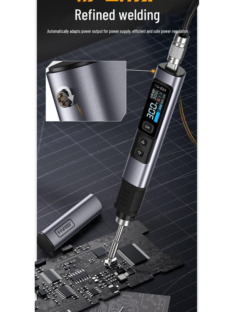 FNIRSI HS-02 100W Smart Electric Soldering Iron - Portable Constant Temperature Pen for Household Repair/Welding.