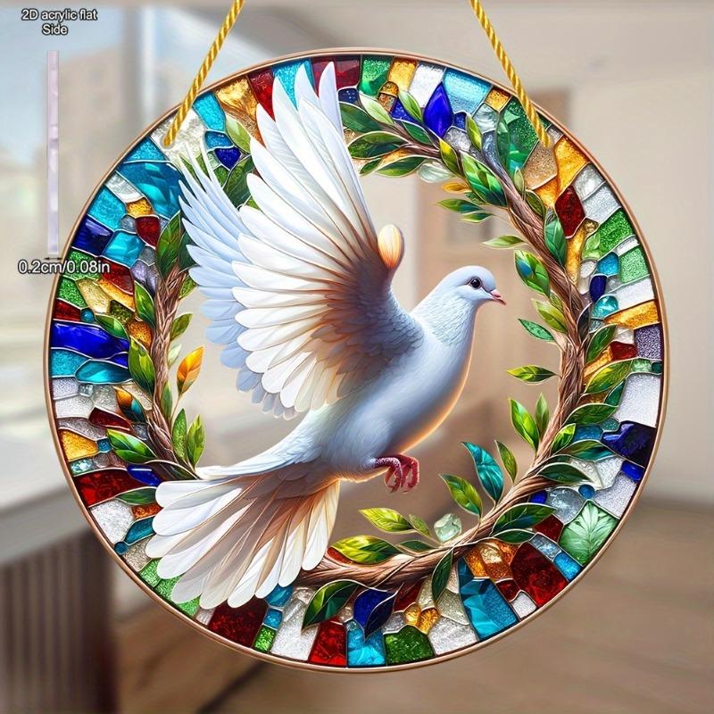 2D Flat Acrylic Charming Dove Stained Style, Suitable for All Seasons, Nurseries, Vintage Home Decor Wall for Bar Kitchen, Restaurant Shop Wall Decor