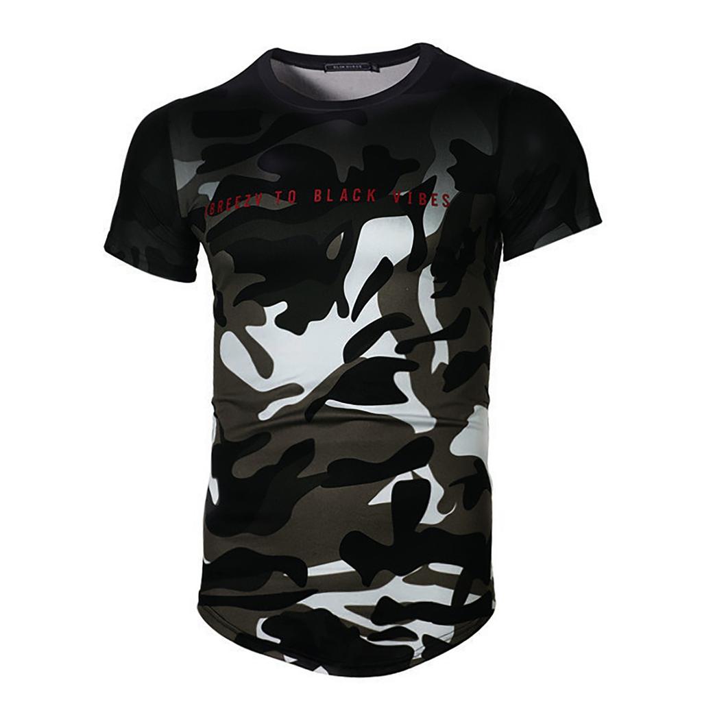 Men's Fashionable Casual Camouflage Gradient Short-sleeved Top
