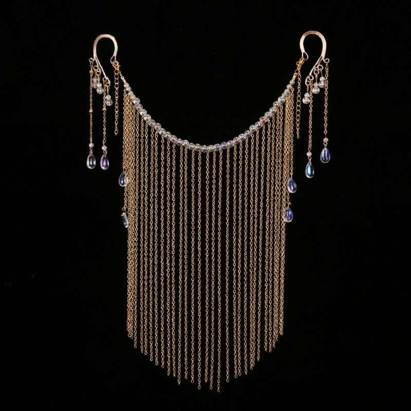 Vintage Veil Mask Costume Hanfu Tassel Headwear Face Curtain Cover Elegant Photo Props Chinese Wedding Braid Accessories