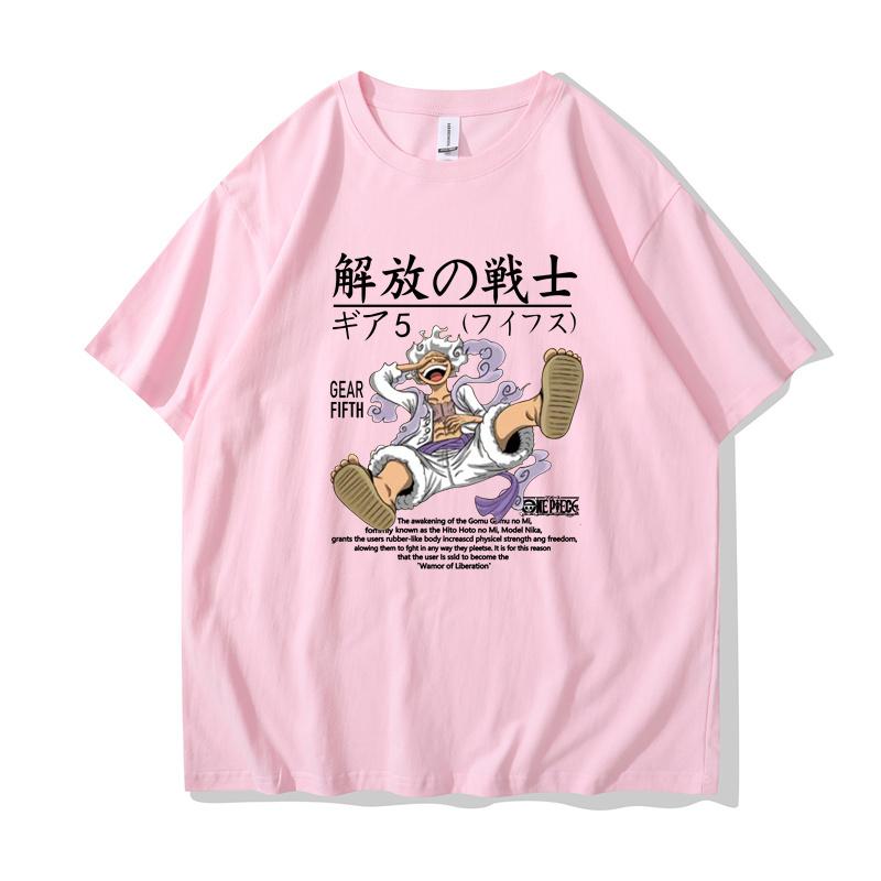 Straw Hat Pirates Nika Gear 5 Monkey D Luffy Wanted Poster Manga Unisex Men T Shirt Camisetas de Hombre Harajuku Shirts