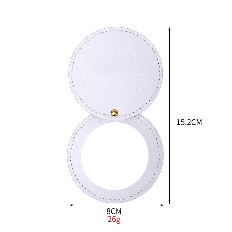 

Leather Makeup Mirror Round Ultra-Thin Lightweight Cosmetic Mirror Mini Solid Color Portable Travel Pocket Mirror Wedding Gifts белый