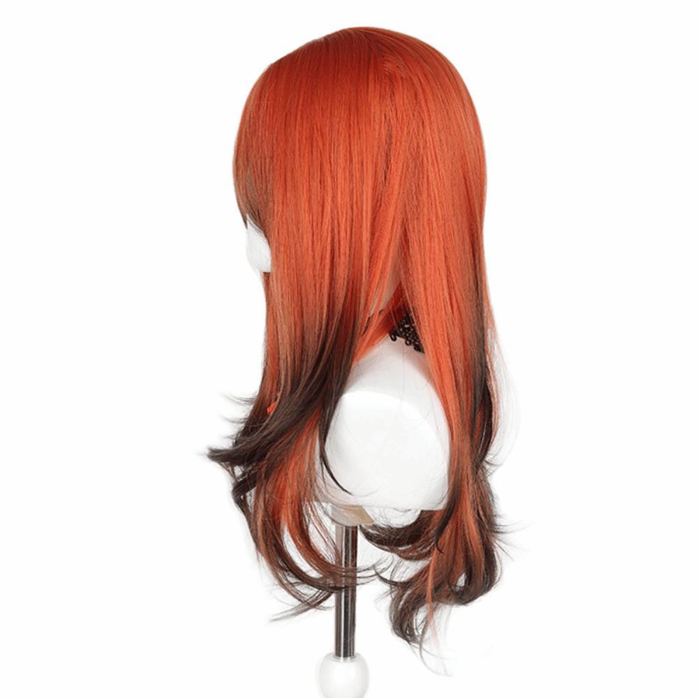 Harajuku Orange Gradient Black Wavy Wig Synthetic Women Layered Hairpiece  Role-playing