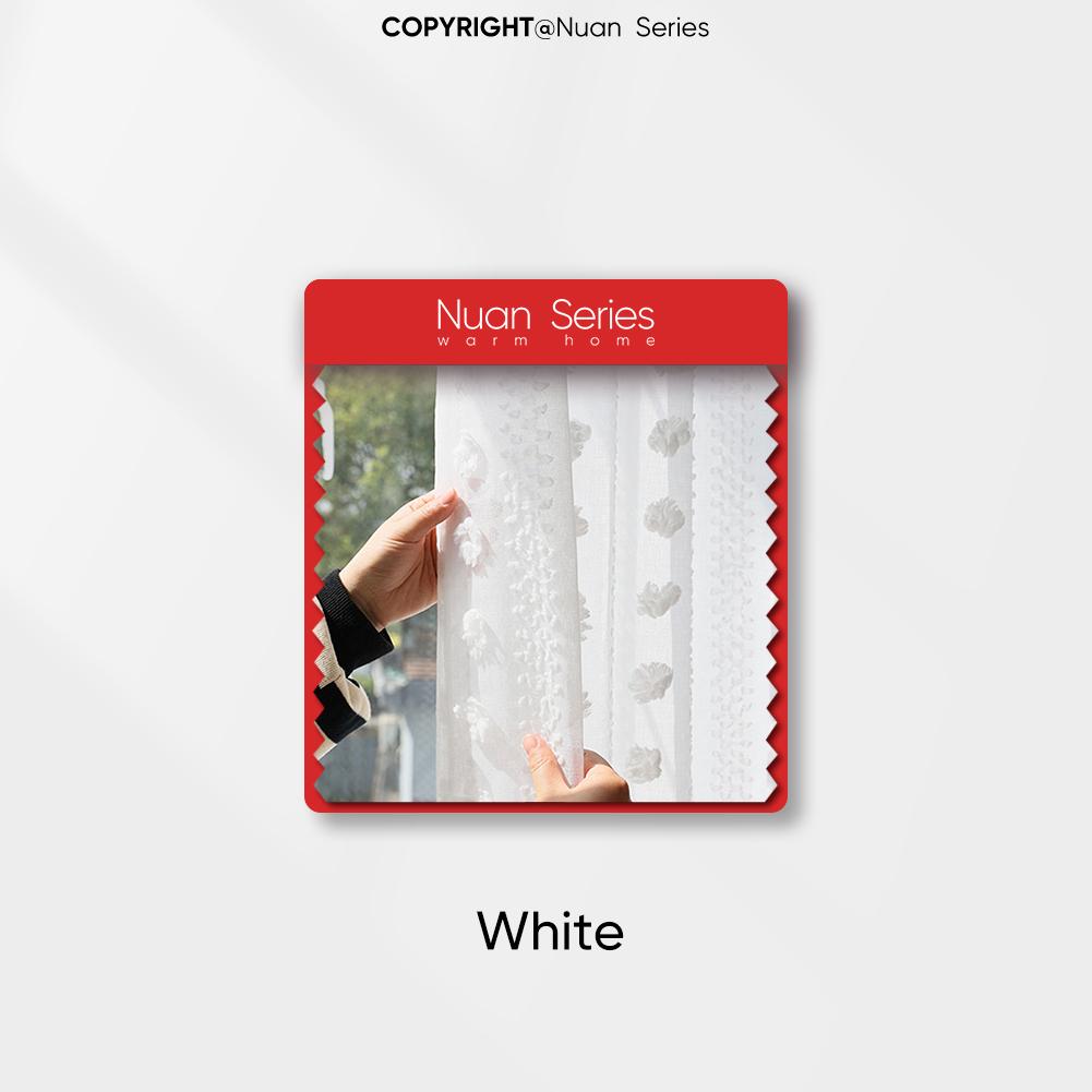 

1 шт. серия Nuan, 10-30% затемняющий романтический свет, роскошный белый трехмерный плюшевый шар, прозрачная занавеска для гостиной, спальни, домашний декор W100cm x L130cm белый