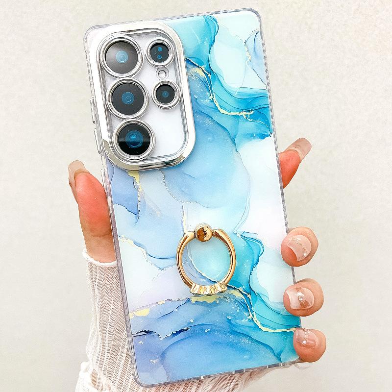Suitable for Samsung S25 Mobile Phone Case Double Layer IMD Electroplated Marble S24plus Ring A16 Mobile Phone Case