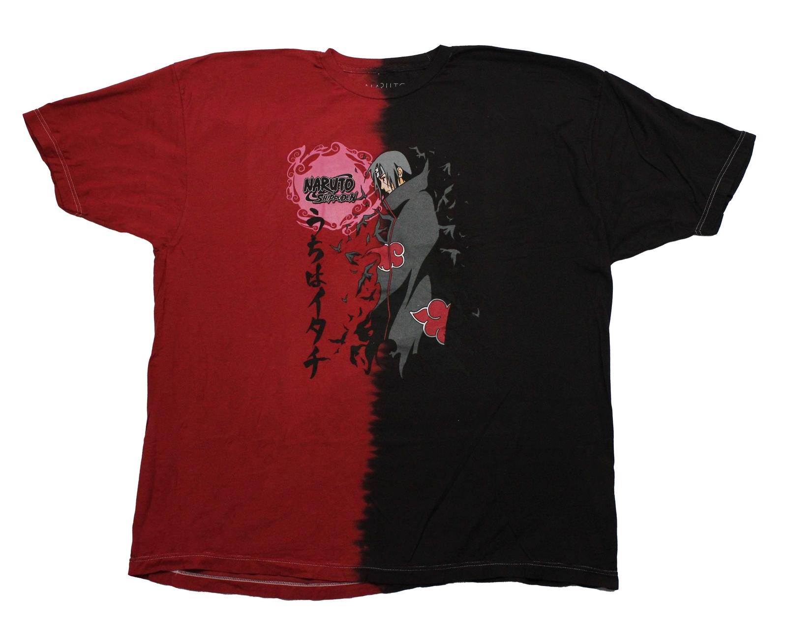 Naruto Shippuden New Adult T-Shirt - Split Tie Dye Itachi Birds Facing Logo XXXL