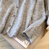 Women's Soft Knit Cardigan with Colorful Lace Collar - Cozy Autumn/Winter Loose Fit Fur Coat