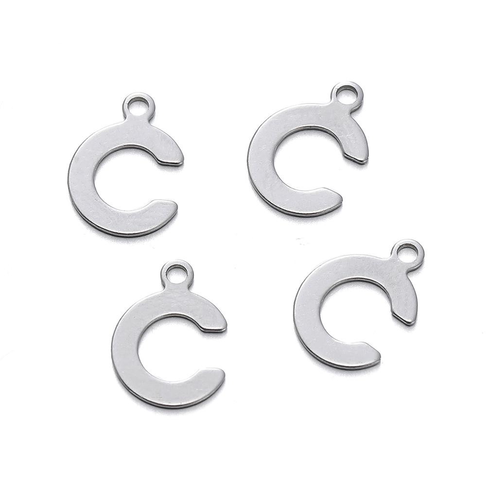 50 Stück Edelstahl 12mm Englische Buchstaben A-Z Anhänger für DIY Halsketten Schmuckherstellung Zubehör