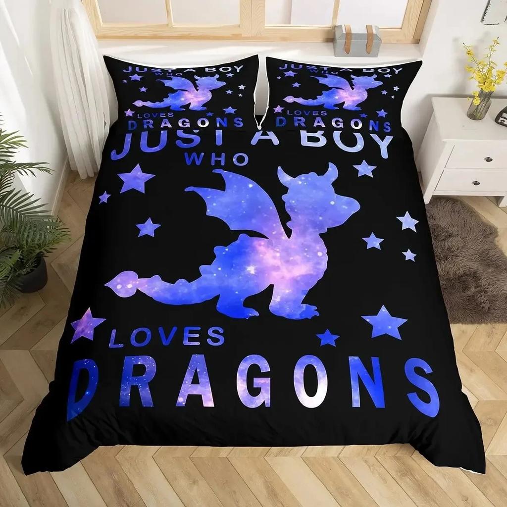 Galaxy Dragon Outer Space Starry Sky Jungle Bedding Set Single Twin Double Queen King Cal King Size Bed Linen Set