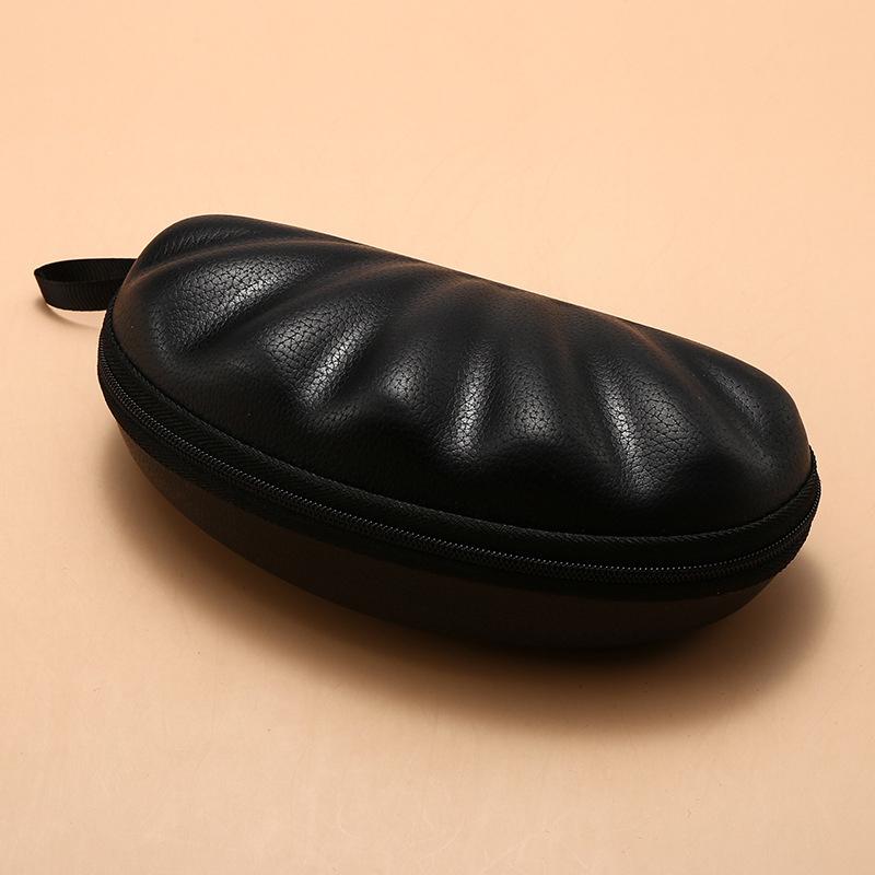 PU Leather Black Shell Zipper Fashion Eyeglasses Case Pressure Resistant EVA Sunglasses Case Portable Sunglasses Storage Case onesize