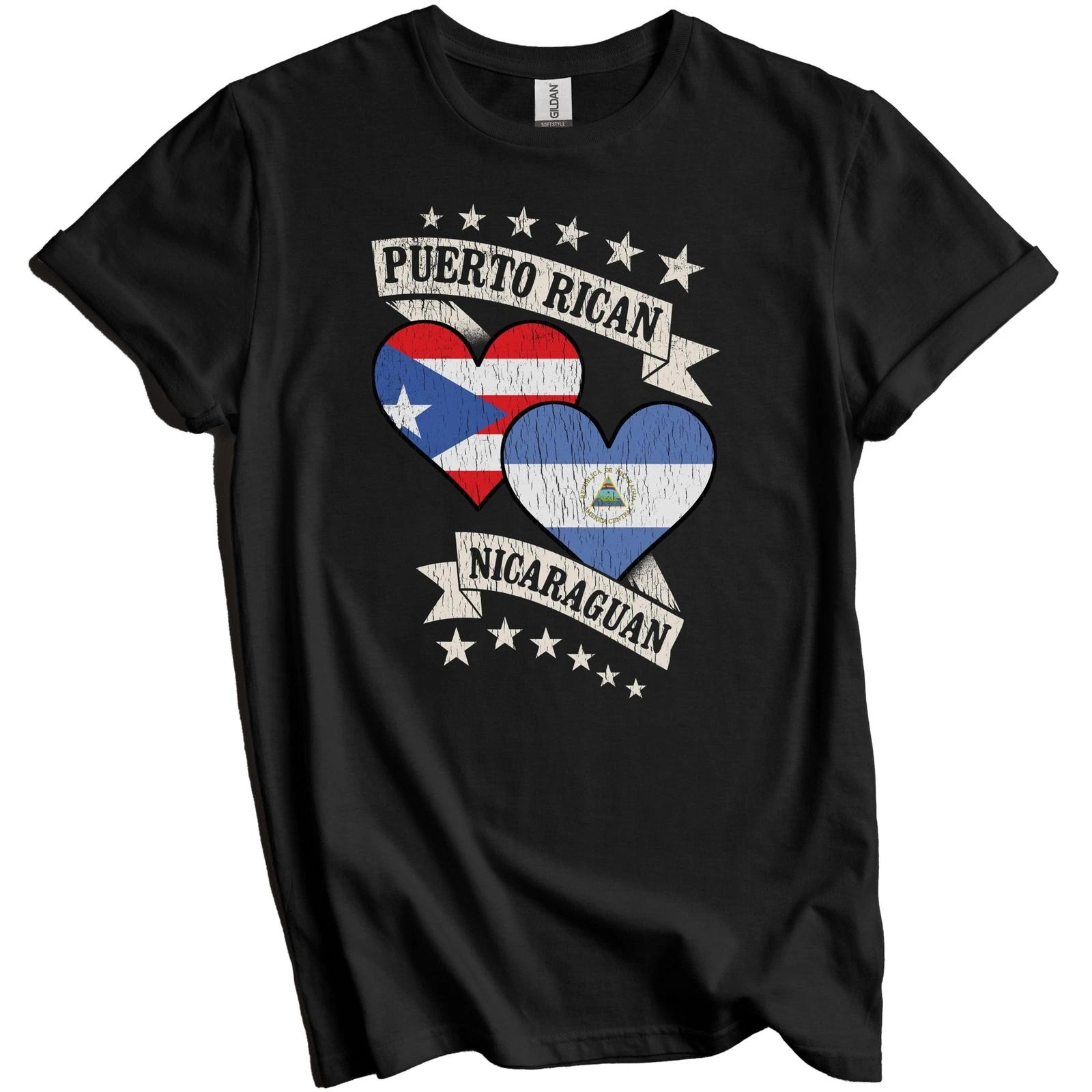 Puerto Rican Nicaraguan Heart Flags Puerto Rico Nicaragua T-Shirt 3XL