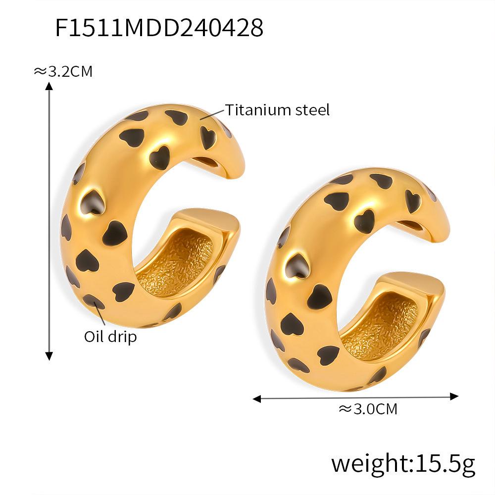 New Geometric Hollow C-Shaped Hollow Ear Clips Titanium Steel Plated 18K Gold Dripping Oil Smooth Design Earrings Versatile Jewelry Women