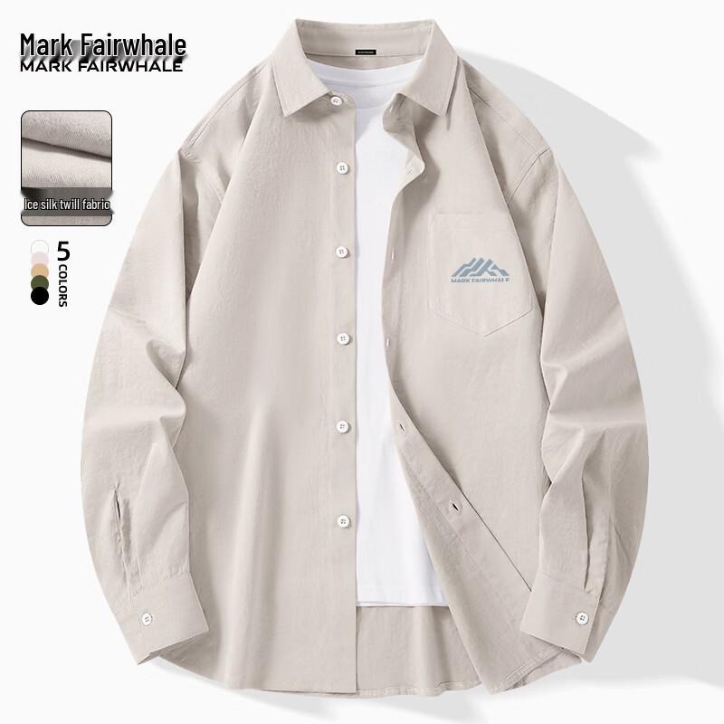 Mark Fairwhale Men s Ice Silk Geometric Pattern Long-Sleeve Shirt 4XL