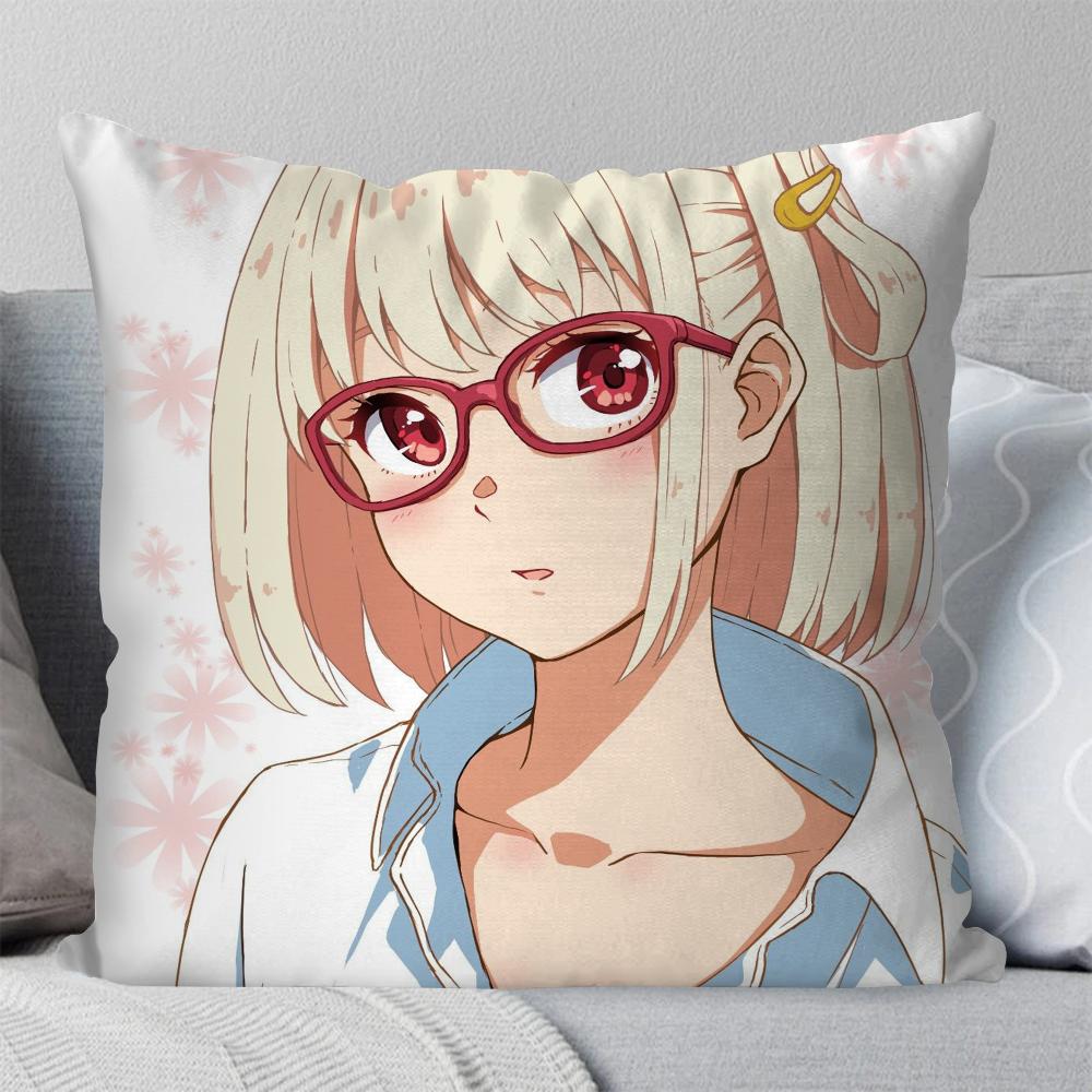 1Pc Chisato Nishikigi Anime Lycoris Recoil Pillow Case Square Pillow Bedroom Sofa Leisurecar Living Room Home Decoration 40X40
