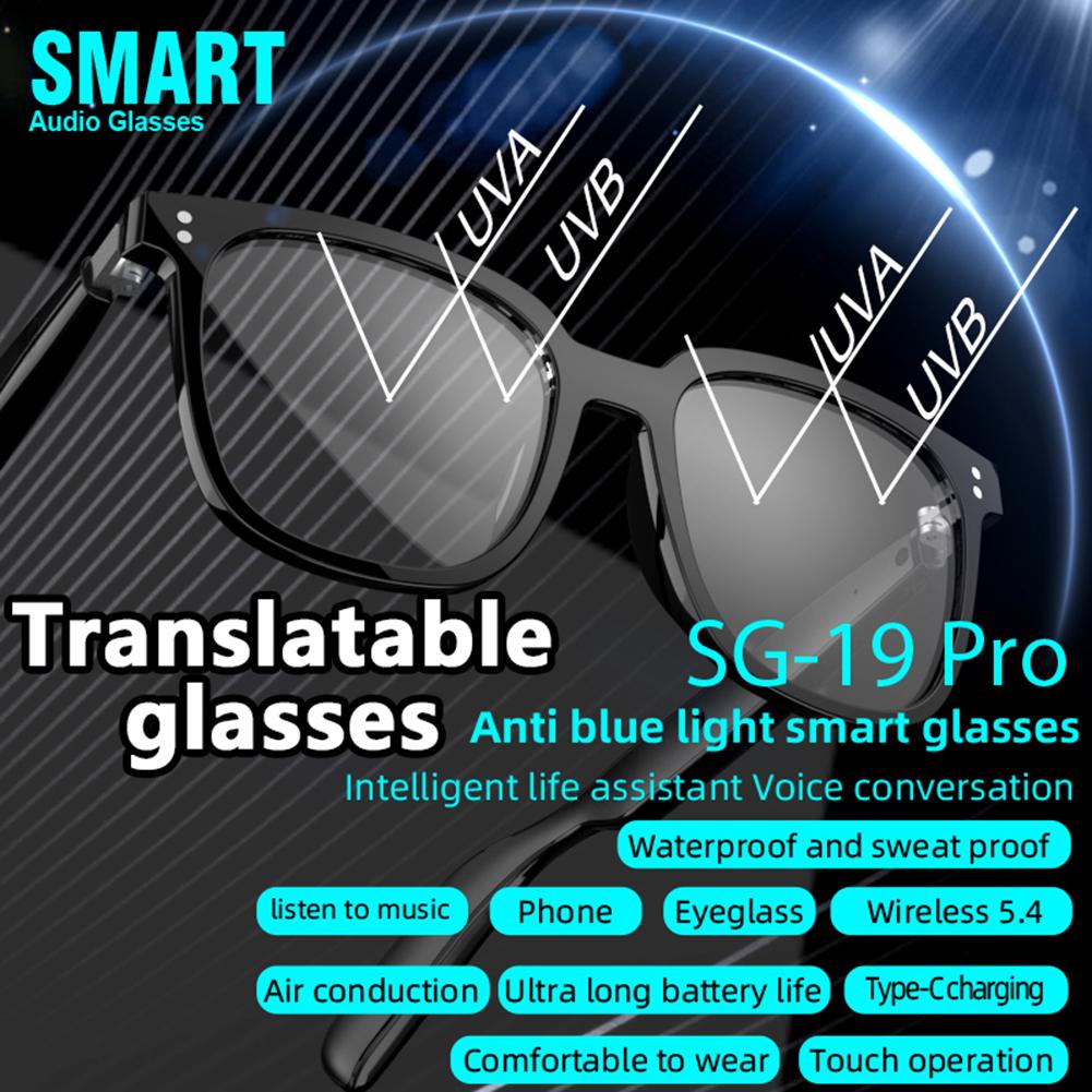 AI Smart Translate Eyeglasses 144 Languages Intelligent Translator Glasses BT 5.4 Call Headphone Sports Sun Glasses for Outdoor