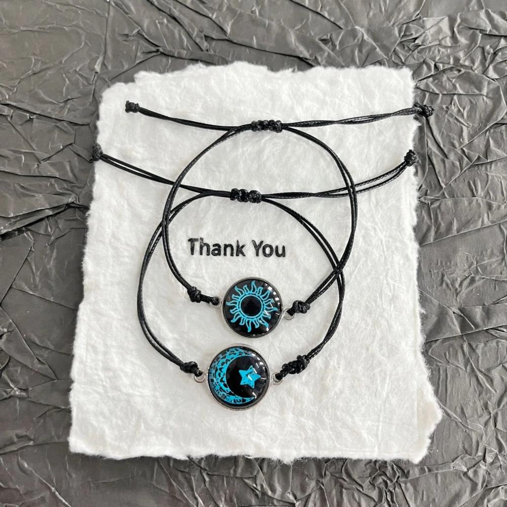 Glow In the Dark Butterfly Sun Moon Rope Bracelets for Women Couples Matching Bracelet Friendship Luminous Jewelry Adjustable