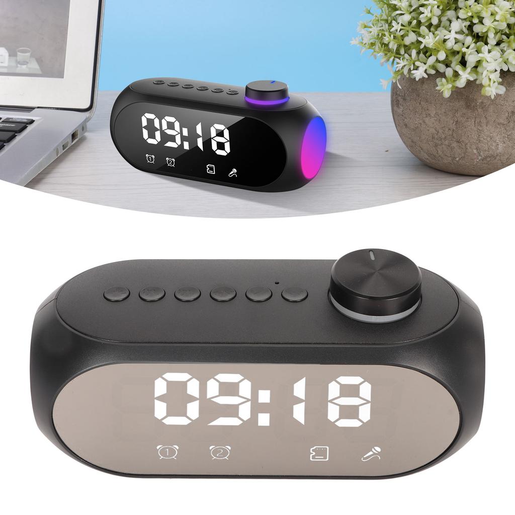 Wireless   Speaker RGB Lighting Strong Bass Temperature Display Voice Broadcast FM Radio Mirror Alarm Clock