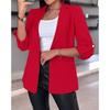 Women's Solid Color Long-sleeved Cardigan Suit Jacket, Business Style, Simple Unbuttoned Jacket For Formal Occasions