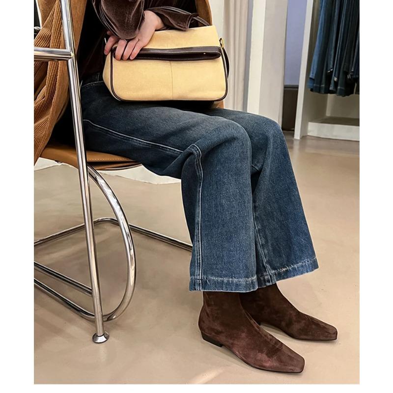 Winter Korte Pluche Dames Enkellaarsjes Mode Vierkante Neus Korte Laarsjes Dames Elegant Lage Hakken Largas Laarsjes