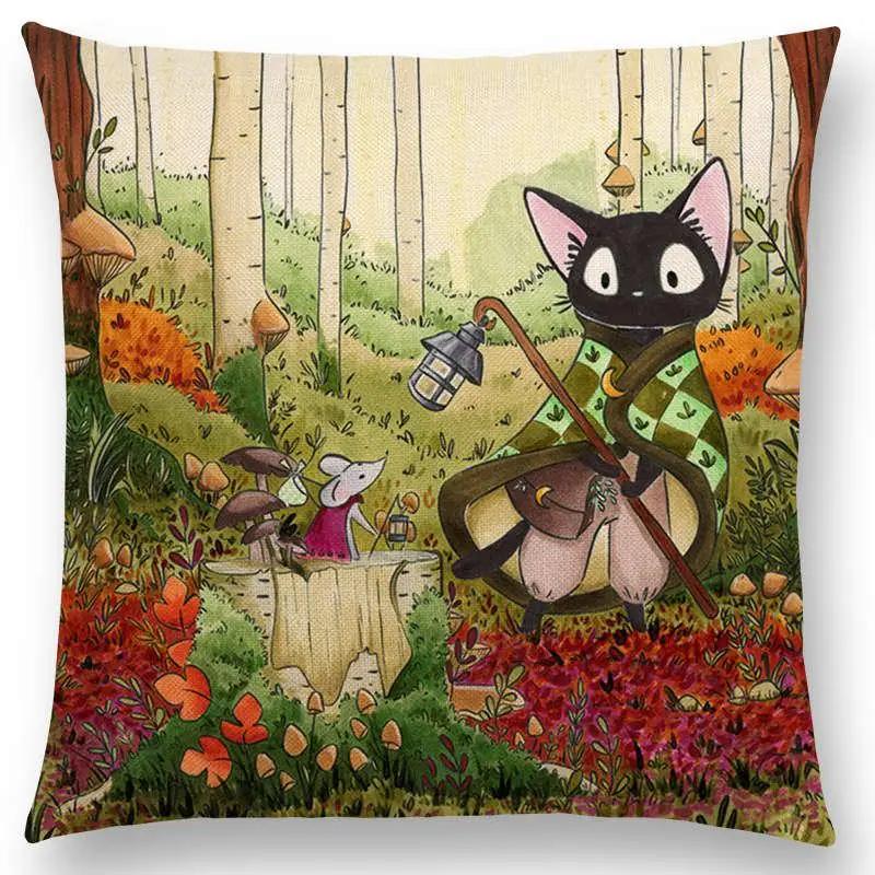 Newest Cute Cartoon Sofa Pillow Cover Black and White Cat Funny Fox Cushion Cover Throw pillowcase