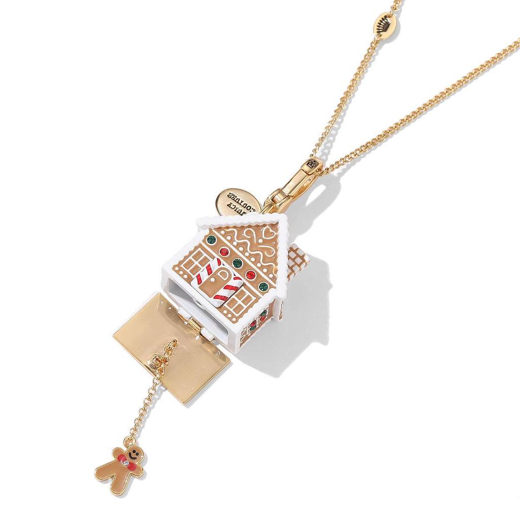 Exquisite Christmas Gingerbread Cottage Pendant Necklace & Keychain for Women