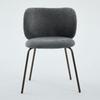 Contemporary Chenille Dining Chairs, Cozy Curved Back Support with Soft Upholstery, Bronze Metal Legs,Set of 2 ,Gray color