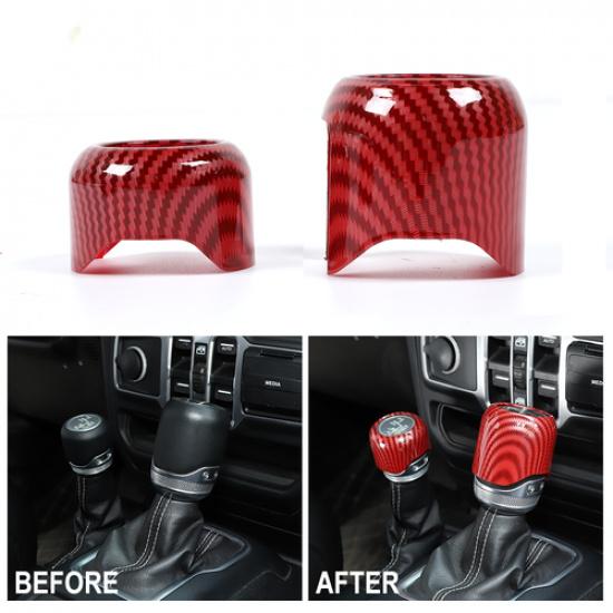 Red Carbon Fiber Center 4WD Gear Shift Trim Cover for Jeep Wrangler JL JT 2018+