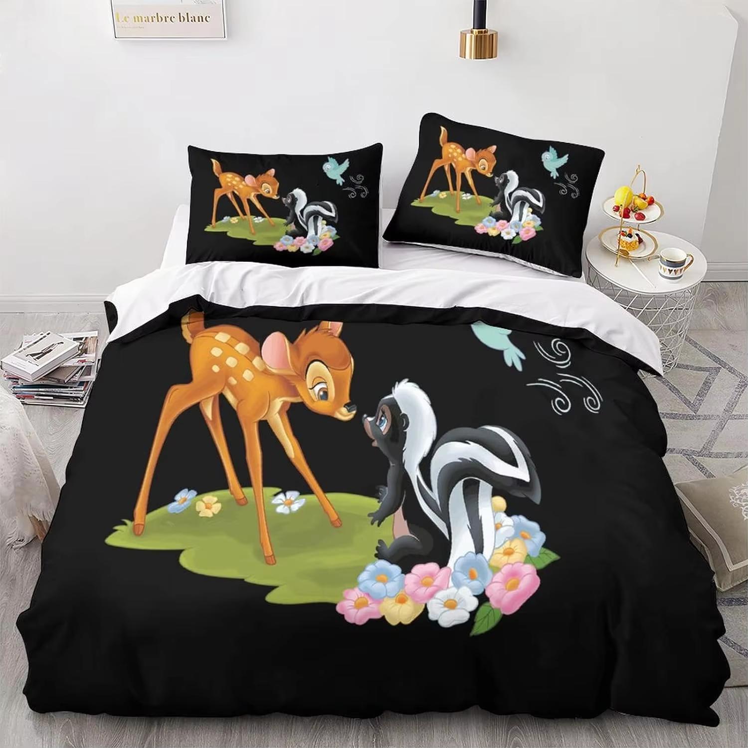 Deer Anime Comforter Cover Bedding Set, Soft Microfiber Duvet Cover Sets Quilt Cover with Pillowcase for Childrens And Adults 135x200cm