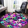 1PC Skull Party Office Round Area Rug, Mat Suitable For Office, Under Office Chairs Bedroom Living Room Home Decor, Room Deco