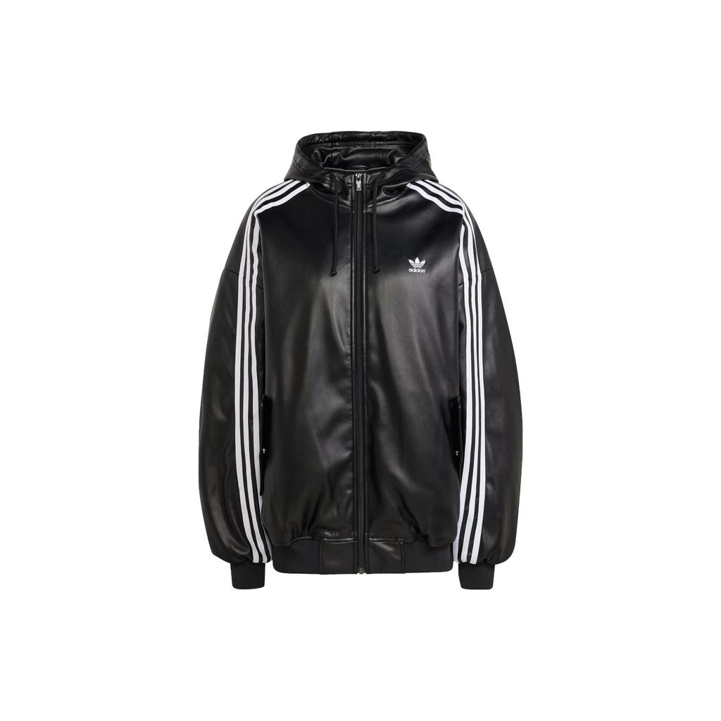 adidas Veste à capuche zippée sur le côté Originals avec cordon de serrage pour femme Vêtement d'extérieur Noir IV9328