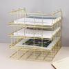 Modern Stackable Letter Tray Desktop Organizer Under Desk Hanging Organizer Metal Paper Tray for Women Men Student Staff