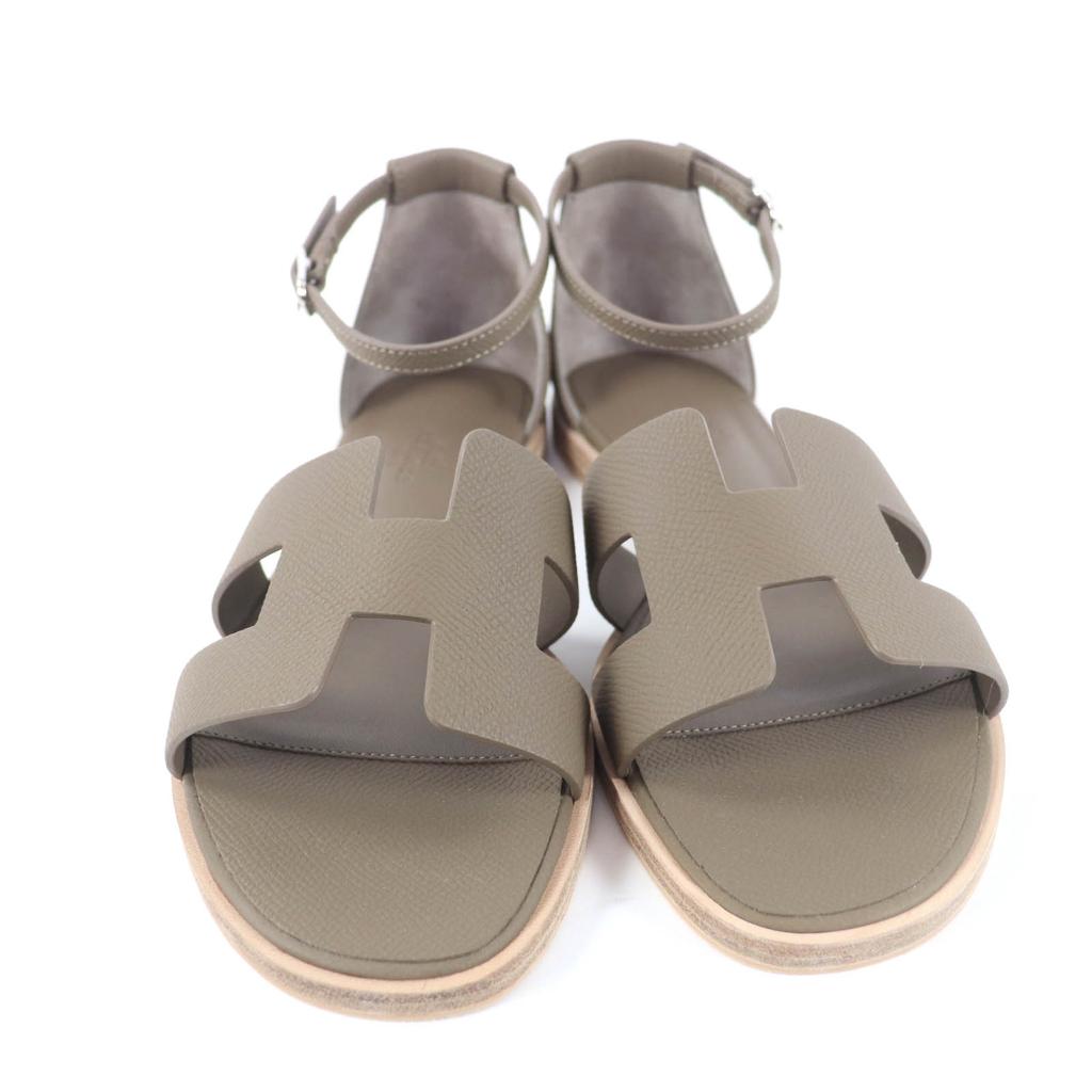 Excellent HERMES Sandals Santorini Epsom Leather Women 38 Used