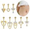 Zircon Heart Belly Button Ring For Women Girls Body Piercing Stainless Steel Navel Ring Beach Jewelry