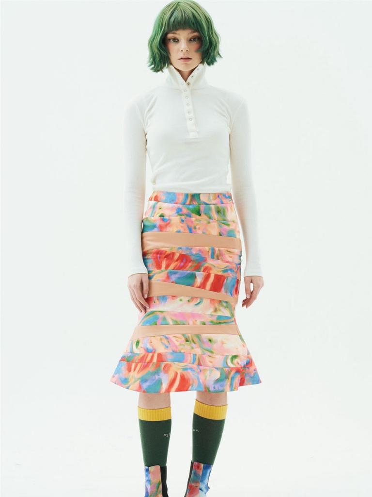 Greedius Fitted Mix & Matched Midi Skirt