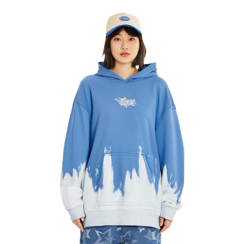 Li Ning Skateboard Series Gradient Loose Pullover Hoodie Unisex Hoodies Bright-Sky-Blue AWDU325-4