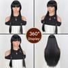 Synthetic Long Straight Black Wig Double Braided Wig Extension Heat Resistant Fiber Hair For Women Cosplay Daily Use