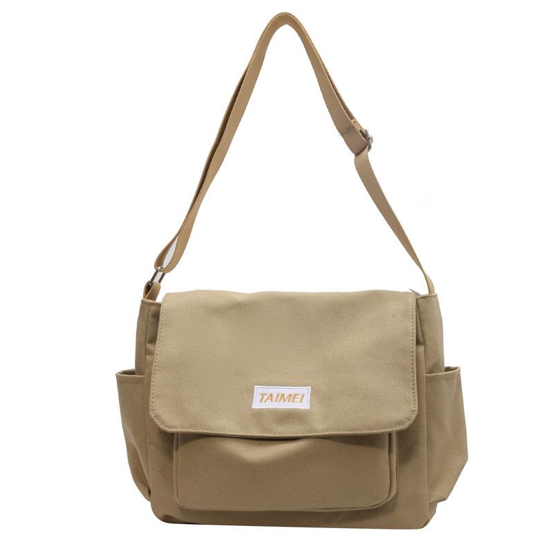 

Сумка-холст премиум-текстуры Новый нишевый дизайн Сумка-мессенджер на одно плечо Простая и легкая Сумка-мессенджер для поездок на работу хаки