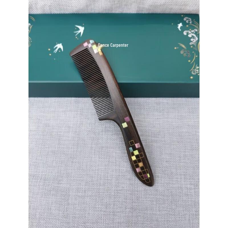 Tan Mujiang Wooden Mosaic Comb