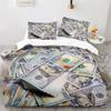 Gelddruck Bettbezug King/Queen Größe, Dollar-Scheine mit dem Porträt von Ben Franklin, Dekoratives 2/3-teiliges Polyester-Bettwäscheset