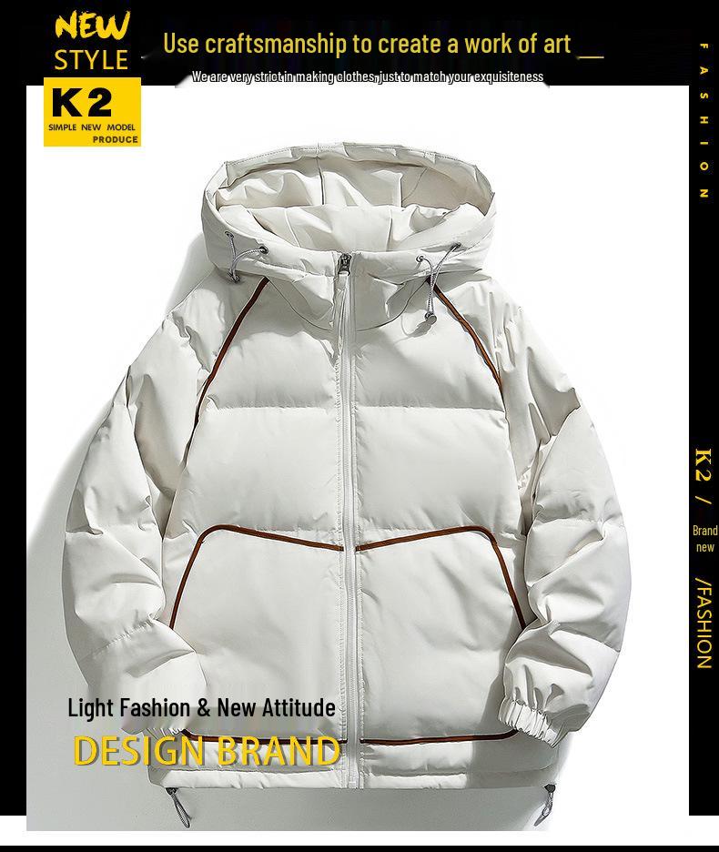 Winter 2025 Men's Trendy Hooded Down Jacket - Fashionable Loose Fit with New Logo, 90% White Duck Down