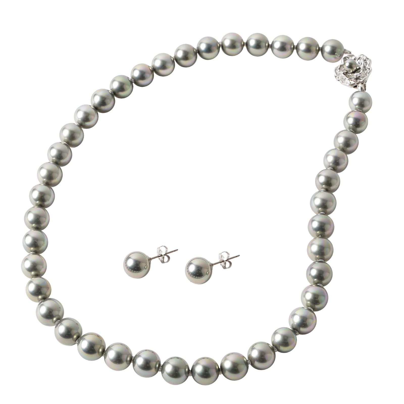 

Жемчужное ожерелье в Японии Жемчуг Ханадама Магнитное ожерелье из жемчужных серег и серег Церемонии поступления в школу Ханадама 38 см Серый [Сделано 8 мм]