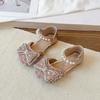 Girls' Leather Shoes  New Rhinestone Single Shoes Fashionable Girls' Bow Princess Shoes Children's Toe Cap Crystal Sandals